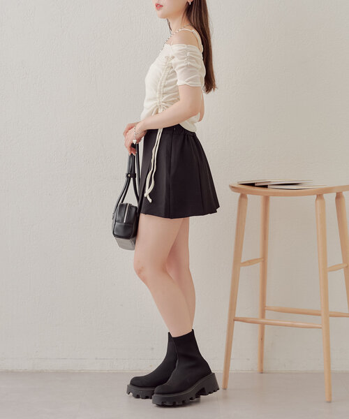 Chico（チコ）の「5分袖ワンショルチョーカーロンT（Tシャツ/カットソー・レディース・ピンク/ブラウン/ライトグレー/アイボリー・FREE）」の9枚目の写真