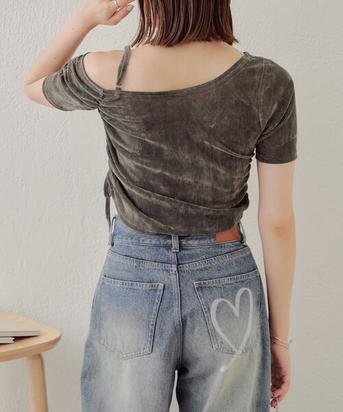 Chico（チコ）の「5分袖ワンショルチョーカーロンT（Tシャツ/カットソー・レディース・ピンク/ブラウン/ライトグレー/アイボリー・FREE）」の14枚目の写真