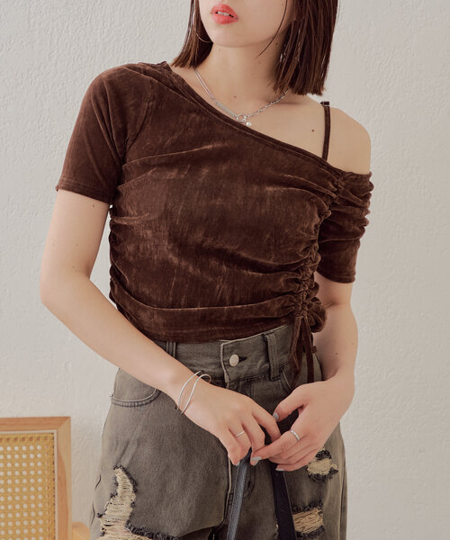 Chico（チコ）の「5分袖ワンショルチョーカーロンT（Tシャツ/カットソー・レディース・ピンク/ブラウン/ライトグレー/アイボリー・FREE）」の21枚目の写真