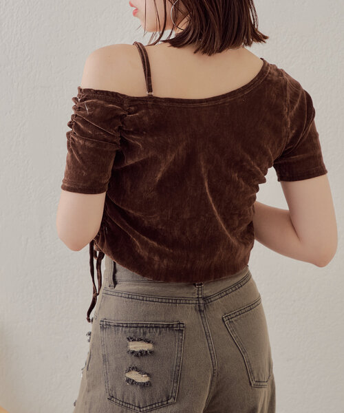 Chico（チコ）の「5分袖ワンショルチョーカーロンT（Tシャツ/カットソー・レディース・ピンク/ブラウン/ライトグレー/アイボリー・FREE）」の22枚目の写真