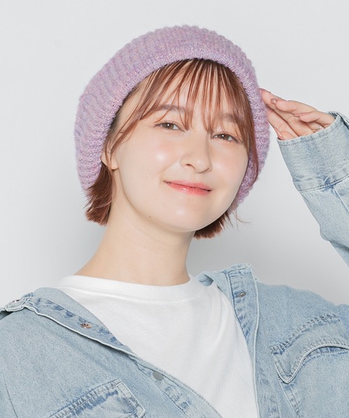 14+(イチヨンプラス)の「ふんわりニットベレー(ハンチング/ベレー帽・レディース・アイボリー/グレー/パープル/ベージュ/ブラック・FREE)」の11枚目の写真