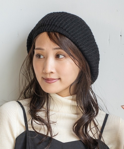 14+(イチヨンプラス)の「ふんわりニットベレー(ハンチング/ベレー帽・レディース・アイボリー/グレー/パープル/ベージュ/ブラック・FREE)」の6枚目の写真