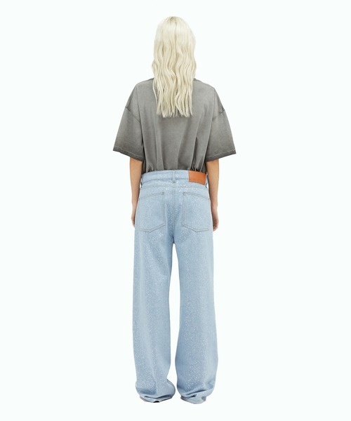 MSGM(エムエスジーエム)の「DRIPPING SILVER ワイドレッグデニムパンツ(デニムパンツ・レディース・ライトブルー・38)」の3枚目の写真
