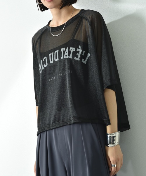 INTERPLANET（インタープラネット）の「カレッジロゴシアーカットソー（Tシャツ/カットソー・レディース・ブラック/ブラウン/アイボリー・FREE）」の2枚目の写真