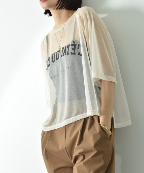 INTERPLANET（インタープラネット）の「カレッジロゴシアーカットソー（Tシャツ/カットソー・レディース・ブラック/ブラウン/アイボリー・FREE）」の8枚目の写真