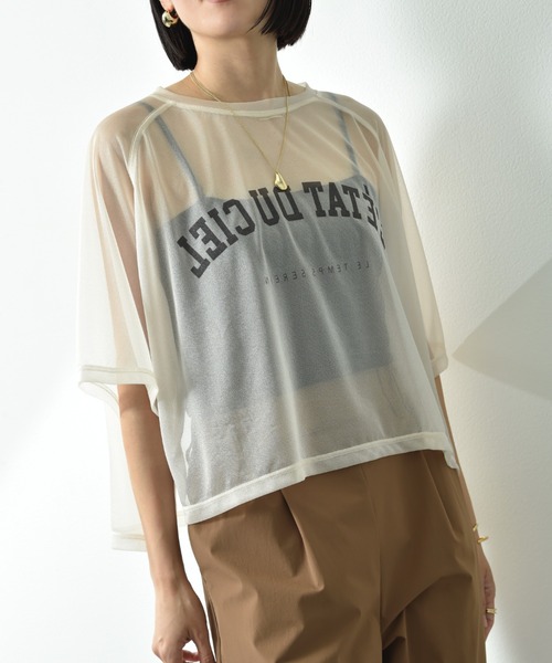 INTERPLANET（インタープラネット）の「カレッジロゴシアーカットソー（Tシャツ/カットソー・レディース・ブラック/ブラウン/アイボリー・FREE）」の7枚目の写真