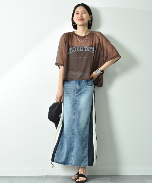 INTERPLANET（インタープラネット）の「カレッジロゴシアーカットソー（Tシャツ/カットソー・レディース・ブラック/ブラウン/アイボリー・FREE）」の21枚目の写真