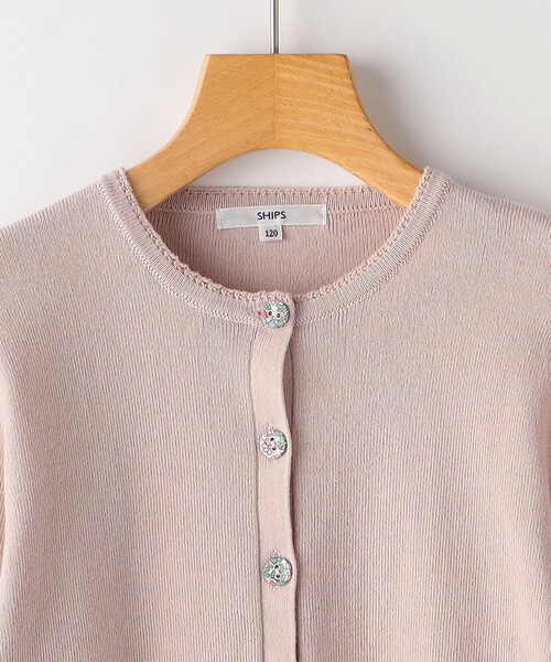 SHIPS（シップス）の「SHIPS KIDS:80～90cm / リバティ カーディガン（カーディガン/ボレロ・キッズ・ピンク/ライトグリーン/ベージュ/ネイビー・90/80）」の5枚目の写真