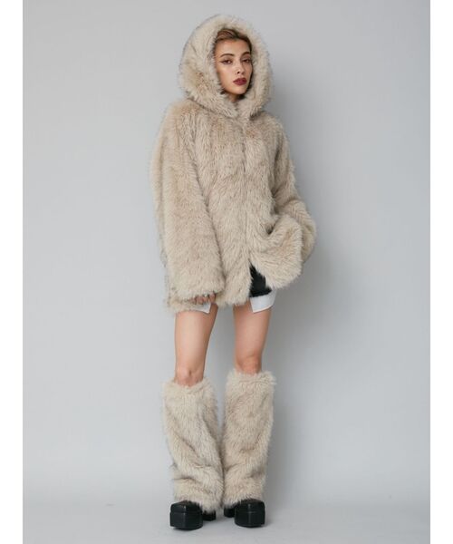 EVRIS（エヴリス）の「フェイクファーフーディコート（ブルゾン・レディース・ベージュ/ブラウン・FREE）」の20枚目の写真