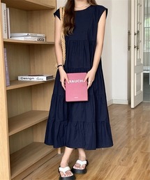 ノースリーブティアードワンピース