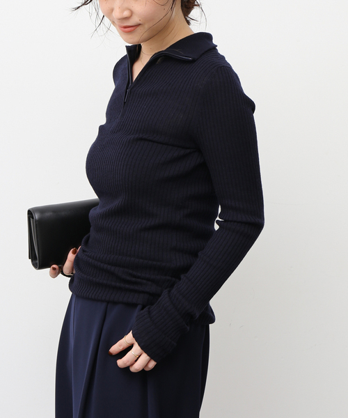 セール】*【Tibi/ティビ】RIBBED ZIPUP SWEATER（ニット/セーター