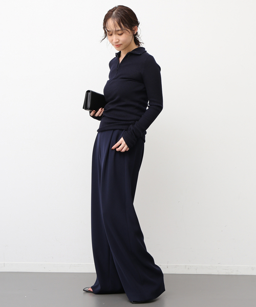 新品・タグ付き☆ドゥーズィエムクラス・jersey指ぬきネイビーのリブニット Deuxieme Classe（ドゥーズィエムクラス） ニット セーター 追加