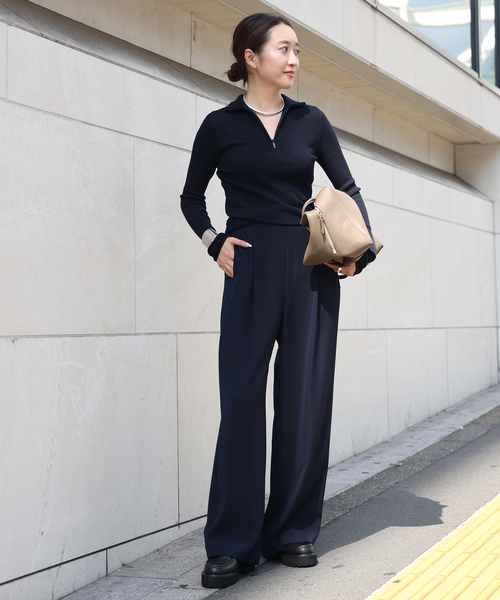 セール】*【Tibi/ティビ】RIBBED ZIPUP SWEATER（ニット/セーター