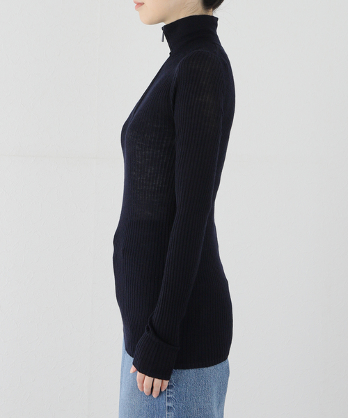 セール】*【Tibi/ティビ】RIBBED ZIPUP SWEATER（ニット/セーター
