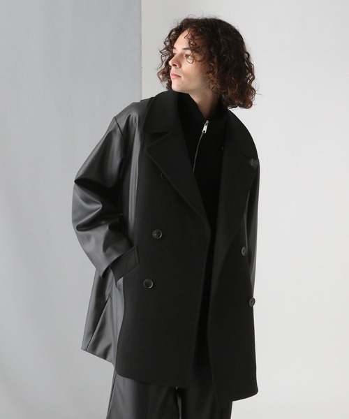 HARE(ハレ)の「ウールキリカエPコート(HARE)(ピーコート・メンズ・ブラック/カーキ/ブラック系その他・SMALL/MEDIUM)」の8枚目の写真