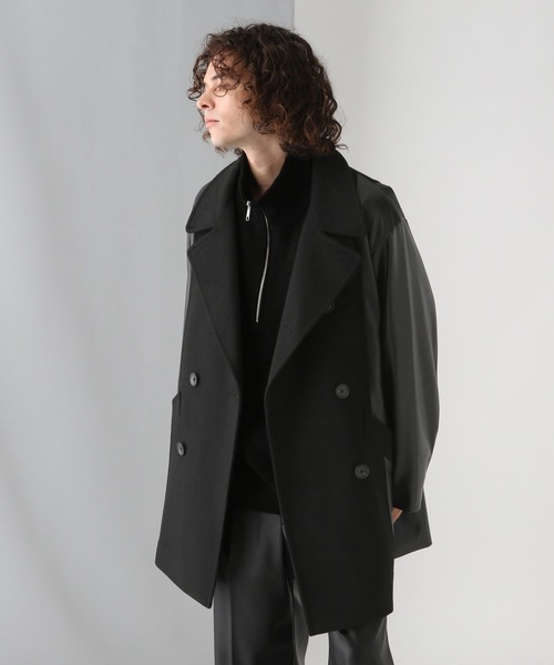 HARE(ハレ)の「ウールキリカエPコート(HARE)(ピーコート・メンズ・ブラック/カーキ/ブラック系その他・SMALL/MEDIUM)」の9枚目の写真