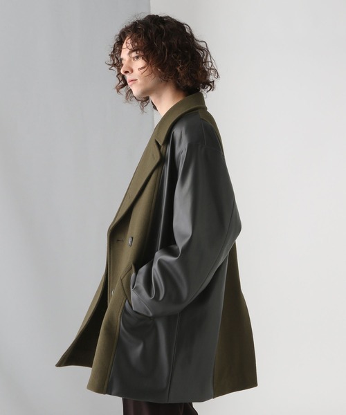 HARE(ハレ)の「ウールキリカエPコート(HARE)(ピーコート・メンズ・ブラック/カーキ/ブラック系その他・SMALL/MEDIUM)」の15枚目の写真