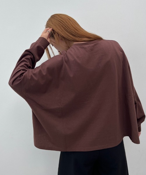 y/m(イム)の「ワイドショートカットトップス(Tシャツ/カットソー・レディース・アイボリー/ブラック/ベージュ/ブラウン・FREE)」の12枚目の写真
