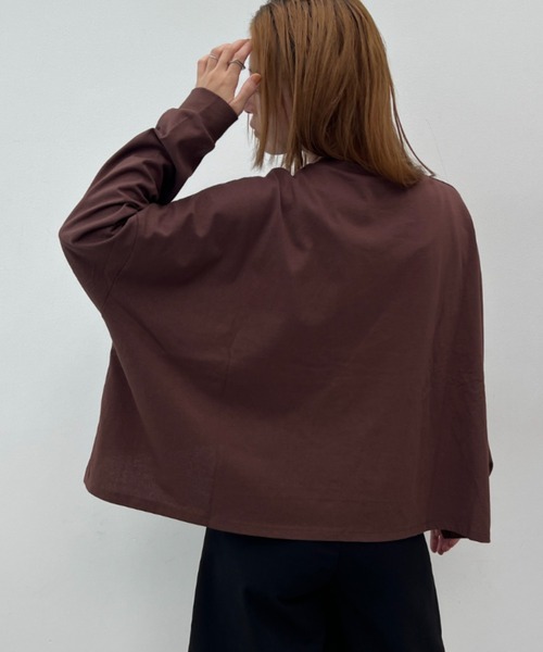 y/m(イム)の「ワイドショートカットトップス(Tシャツ/カットソー・レディース・アイボリー/ブラック/ベージュ/ブラウン・FREE)」の13枚目の写真