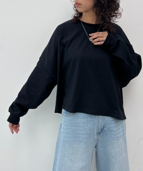 y/m(イム)の「ワイドショートカットトップス(Tシャツ/カットソー・レディース・アイボリー/ブラック/ベージュ/ブラウン・FREE)」の16枚目の写真