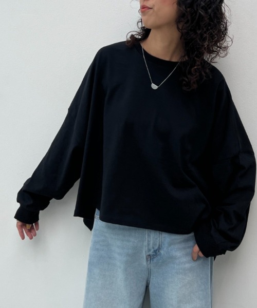 y/m(イム)の「ワイドショートカットトップス(Tシャツ/カットソー・レディース・アイボリー/ブラック/ベージュ/ブラウン・FREE)」の17枚目の写真