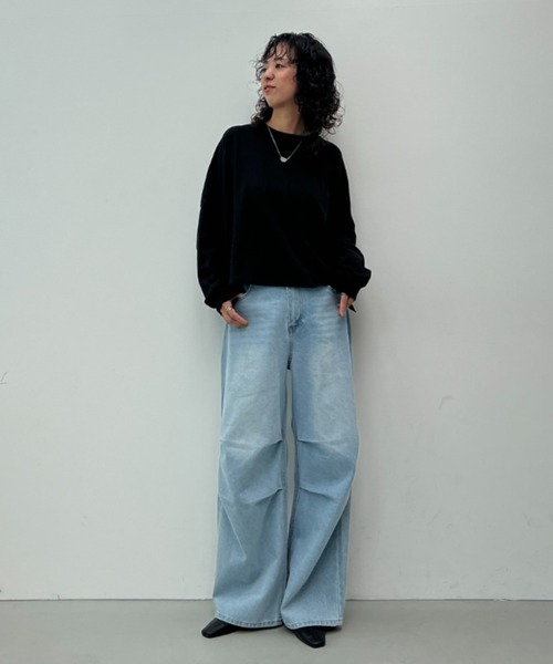 y/m(イム)の「ワイドショートカットトップス(Tシャツ/カットソー・レディース・アイボリー/ブラック/ベージュ/ブラウン・FREE)」の18枚目の写真