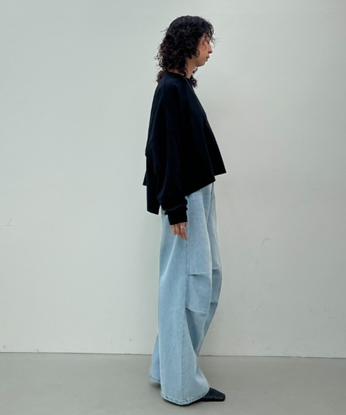 y/m(イム)の「ワイドショートカットトップス(Tシャツ/カットソー・レディース・アイボリー/ブラック/ベージュ/ブラウン・FREE)」の19枚目の写真