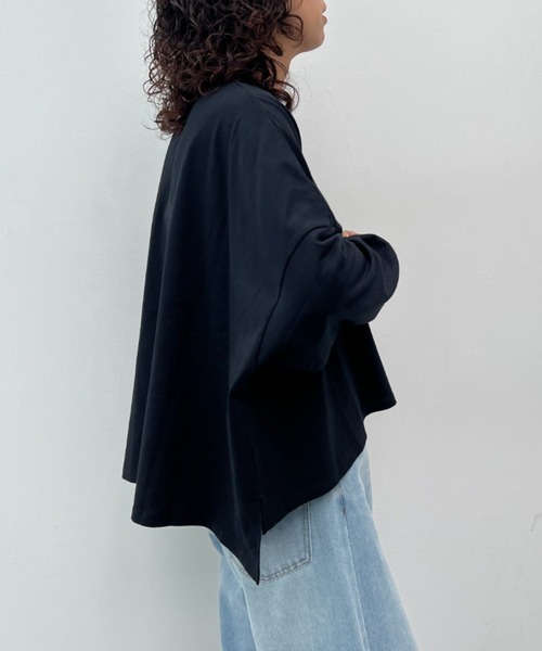 y/m(イム)の「ワイドショートカットトップス(Tシャツ/カットソー・レディース・アイボリー/ブラック/ベージュ/ブラウン・FREE)」の20枚目の写真