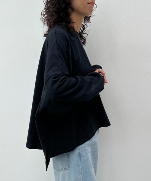 y/m(イム)の「ワイドショートカットトップス(Tシャツ/カットソー・レディース・アイボリー/ブラック/ベージュ/ブラウン・FREE)」の21枚目の写真