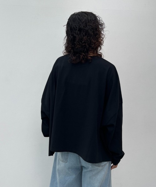 y/m(イム)の「ワイドショートカットトップス(Tシャツ/カットソー・レディース・アイボリー/ブラック/ベージュ/ブラウン・FREE)」の22枚目の写真