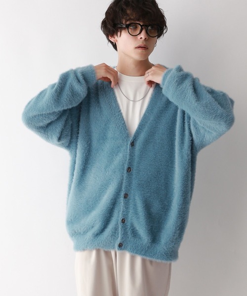 RAGEBLUE（レイジブルー）の「Shaggy knit cardigan/シャギーニット/オーバーサイズカーディガン（カーディガン/ボレロ・メンズ・ライトグレー/ブラック/ライトブルー・LARGE/MEDIUM）」の21枚目の写真