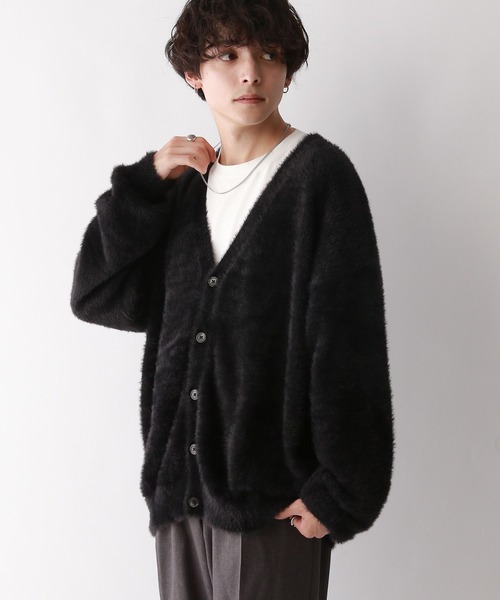 RAGEBLUE（レイジブルー）の「Shaggy knit cardigan/シャギーニット/オーバーサイズカーディガン（カーディガン/ボレロ・メンズ・ライトグレー/ブラック/ライトブルー・LARGE/MEDIUM）」の11枚目の写真