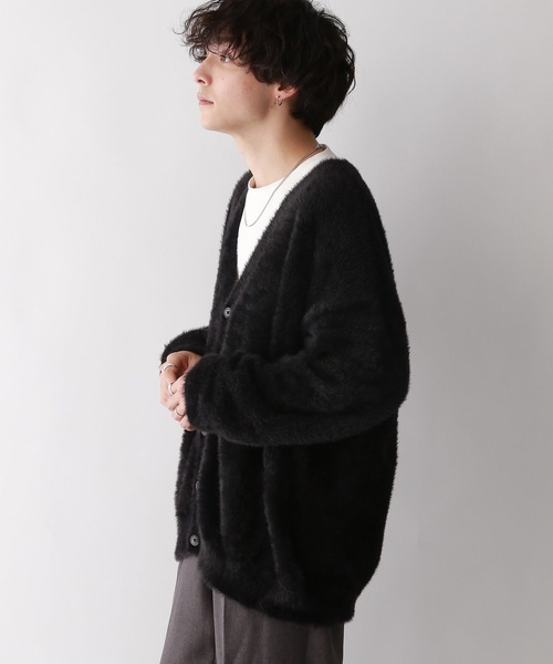 RAGEBLUE（レイジブルー）の「Shaggy knit cardigan/シャギーニット/オーバーサイズカーディガン（カーディガン/ボレロ・メンズ・ライトグレー/ブラック/ライトブルー・LARGE/MEDIUM）」の12枚目の写真