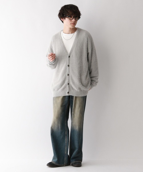 RAGEBLUE（レイジブルー）の「Shaggy knit cardigan/シャギーニット/オーバーサイズカーディガン（カーディガン/ボレロ・メンズ・ライトグレー/ブラック/ライトブルー・LARGE/MEDIUM）」の13枚目の写真