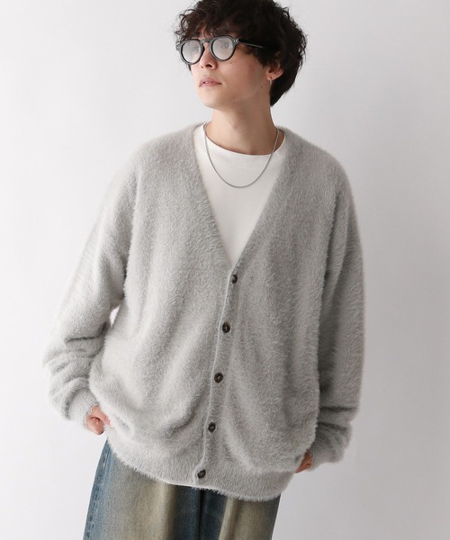 RAGEBLUE（レイジブルー）の「Shaggy knit cardigan/シャギーニット/オーバーサイズカーディガン（カーディガン/ボレロ・メンズ・ライトグレー/ブラック/ライトブルー・LARGE/MEDIUM）」の14枚目の写真