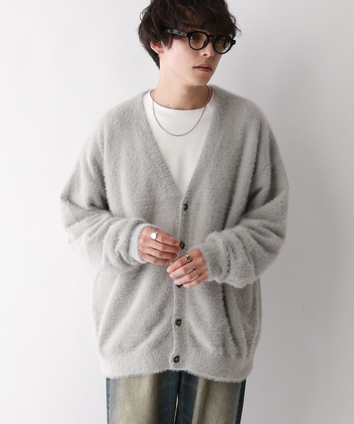 RAGEBLUE（レイジブルー）の「Shaggy knit cardigan/シャギーニット/オーバーサイズカーディガン（カーディガン/ボレロ・メンズ・ライトグレー/ブラック/ライトブルー・LARGE/MEDIUM）」の15枚目の写真