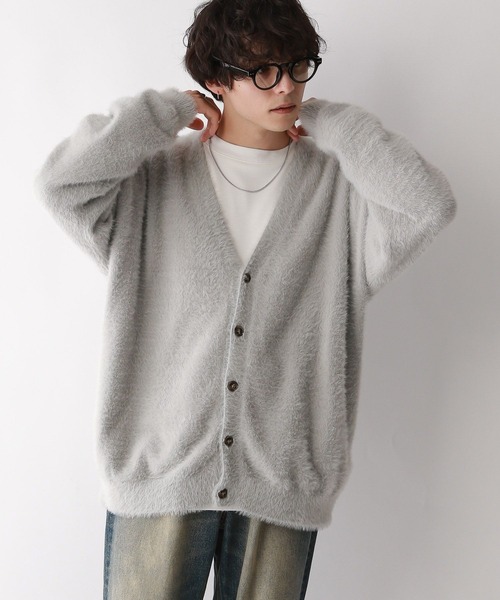 RAGEBLUE（レイジブルー）の「Shaggy knit cardigan/シャギーニット/オーバーサイズカーディガン（カーディガン/ボレロ・メンズ・ライトグレー/ブラック/ライトブルー・LARGE/MEDIUM）」の16枚目の写真