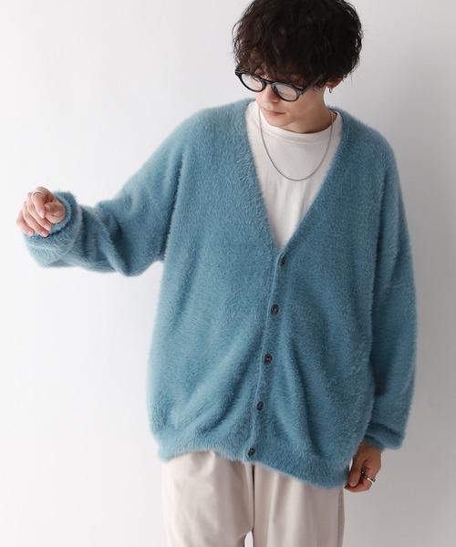RAGEBLUE（レイジブルー）の「Shaggy knit cardigan/シャギーニット/オーバーサイズカーディガン（カーディガン/ボレロ・メンズ・ライトグレー/ブラック/ライトブルー・LARGE/MEDIUM）」の18枚目の写真