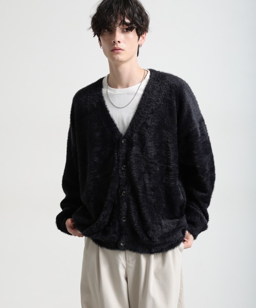RAGEBLUE（レイジブルー）の「Shaggy knit cardigan/シャギーニット/オーバーサイズカーディガン（カーディガン/ボレロ・メンズ・ライトグレー/ブラック/ライトブルー・LARGE/MEDIUM）」の22枚目の写真