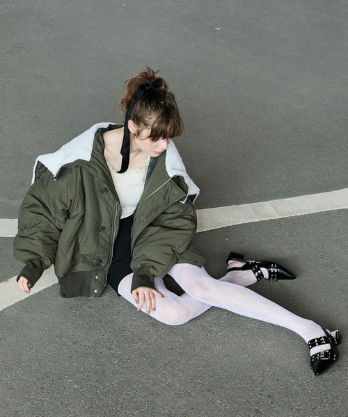 forksy.（フォルクシー）の「【forksy.】N-2Bオーバーサイズフライトジャケット（ブルゾン・レディース・ブラック/カーキ・FREE）」の13枚目の写真