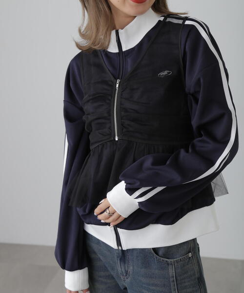 FREE'S MART(フリーズマート)の「チュールジップペプラムビスチェ(シャツ/ブラウス・レディース・グレー/ブラック/ホワイト・FREE)」の2枚目の写真