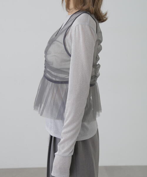 FREE'S MART(フリーズマート)の「チュールジップペプラムビスチェ(シャツ/ブラウス・レディース・グレー/ブラック/ホワイト・FREE)」の22枚目の写真