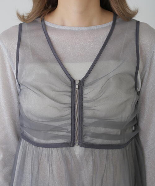 FREE'S MART(フリーズマート)の「チュールジップペプラムビスチェ(シャツ/ブラウス・レディース・グレー/ブラック/ホワイト・FREE)」の20枚目の写真