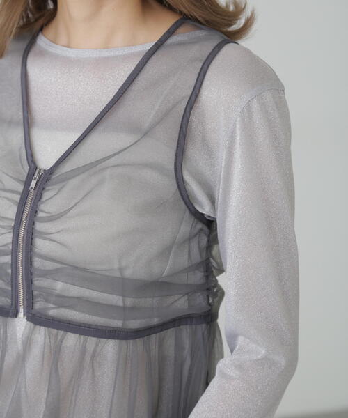 FREE'S MART(フリーズマート)の「チュールジップペプラムビスチェ(シャツ/ブラウス・レディース・グレー/ブラック/ホワイト・FREE)」の16枚目の写真