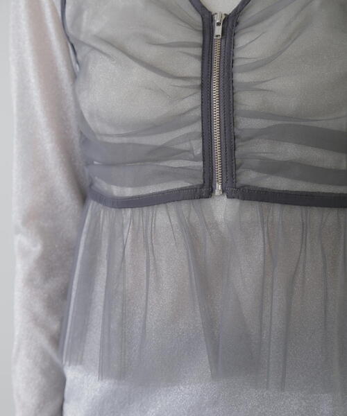 FREE'S MART(フリーズマート)の「チュールジップペプラムビスチェ(シャツ/ブラウス・レディース・グレー/ブラック/ホワイト・FREE)」の15枚目の写真