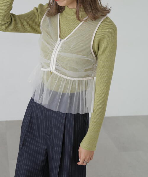 FREE'S MART(フリーズマート)の「チュールジップペプラムビスチェ(シャツ/ブラウス・レディース・グレー/ブラック/ホワイト・FREE)」の11枚目の写真