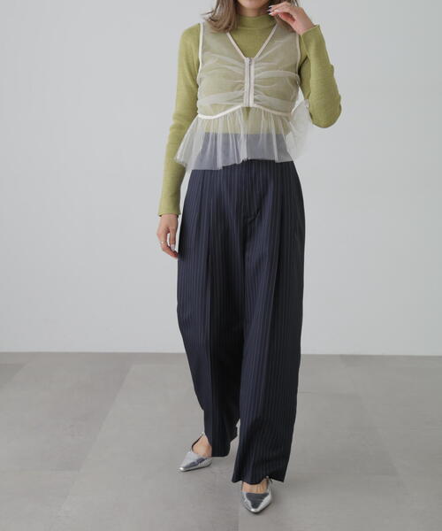 FREE'S MART(フリーズマート)の「チュールジップペプラムビスチェ(シャツ/ブラウス・レディース・グレー/ブラック/ホワイト・FREE)」の8枚目の写真