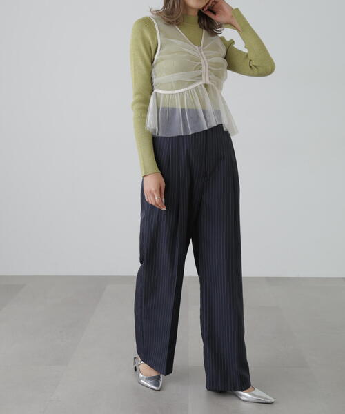 FREE'S MART(フリーズマート)の「チュールジップペプラムビスチェ(シャツ/ブラウス・レディース・グレー/ブラック/ホワイト・FREE)」の7枚目の写真