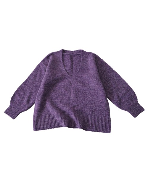 Vネックメランジニット（ニット/セーター）｜antiqua（アンティカ）の