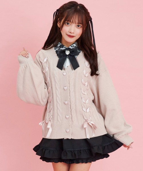 シークレットハニー Secret Honey カーディガン Secret Honey シークレットハニー ハートポケット付レースフリル